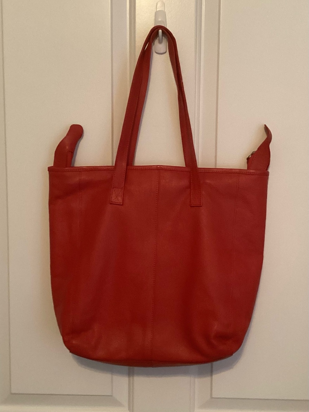 Classic Red Leather Tote Bag
